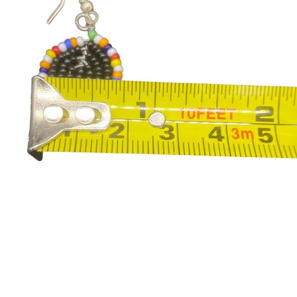 NWOT Black Maasai Multi Strand Bead w/multi colored flowers-Stndrd Length w/clsp - Picture 5 of 7